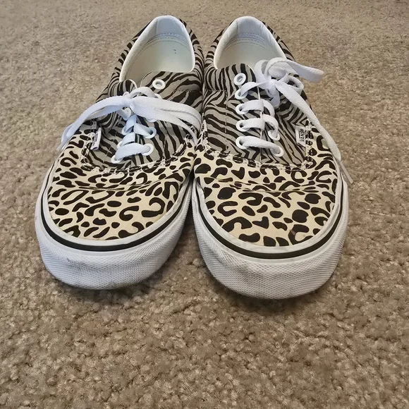 Vans Animal Print Sneakers - Black, White, Brown - Picture 2 of 3